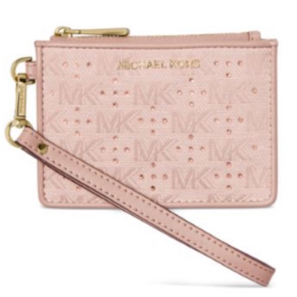 Michael Kors Logo Embellished Jet Set Soft Pink Small Coin Purse in Gift Box NIB - Picture 1 of 8